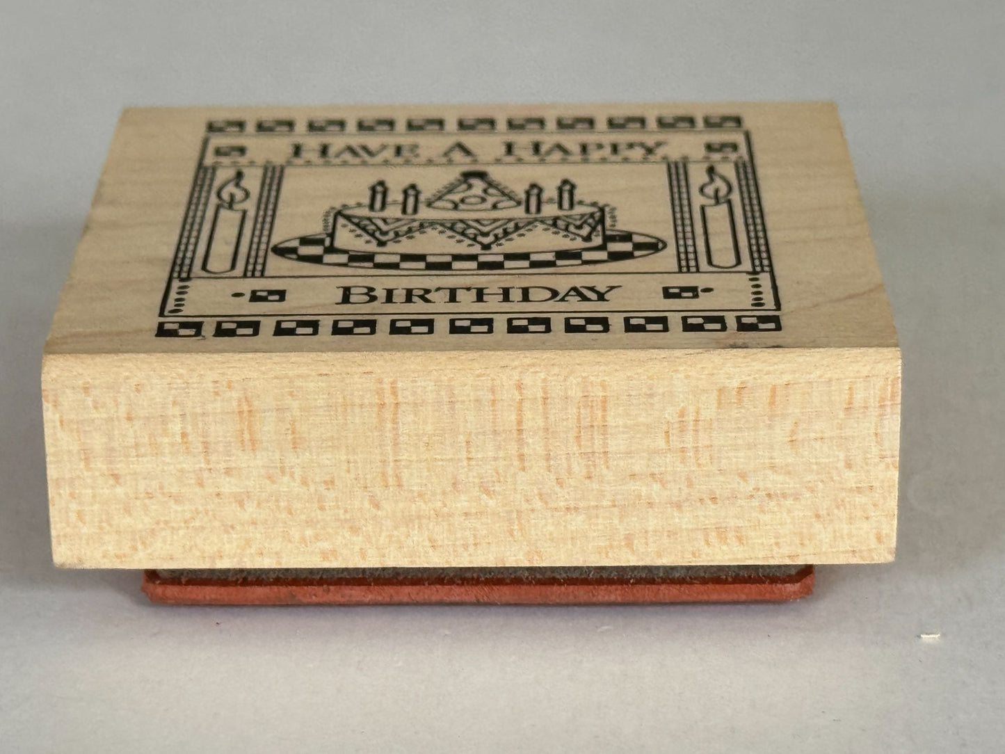 Paper Parachute Rubber Stamp Have a Happy Birthday Cake Candle Square Cardmaking