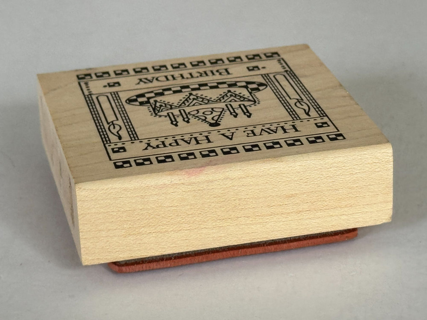 Paper Parachute Rubber Stamp Have a Happy Birthday Cake Candle Square Cardmaking
