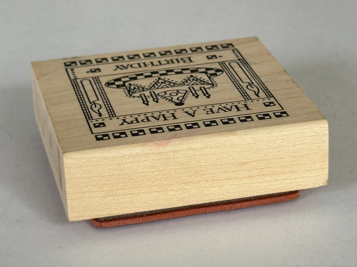 Paper Parachute Rubber Stamp Have a Happy Birthday Cake Candle Square Cardmaking