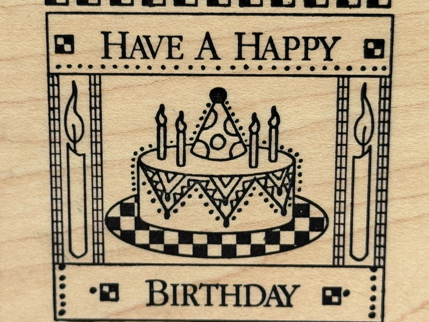 Paper Parachute Rubber Stamp Have a Happy Birthday Cake Candle Square Cardmaking