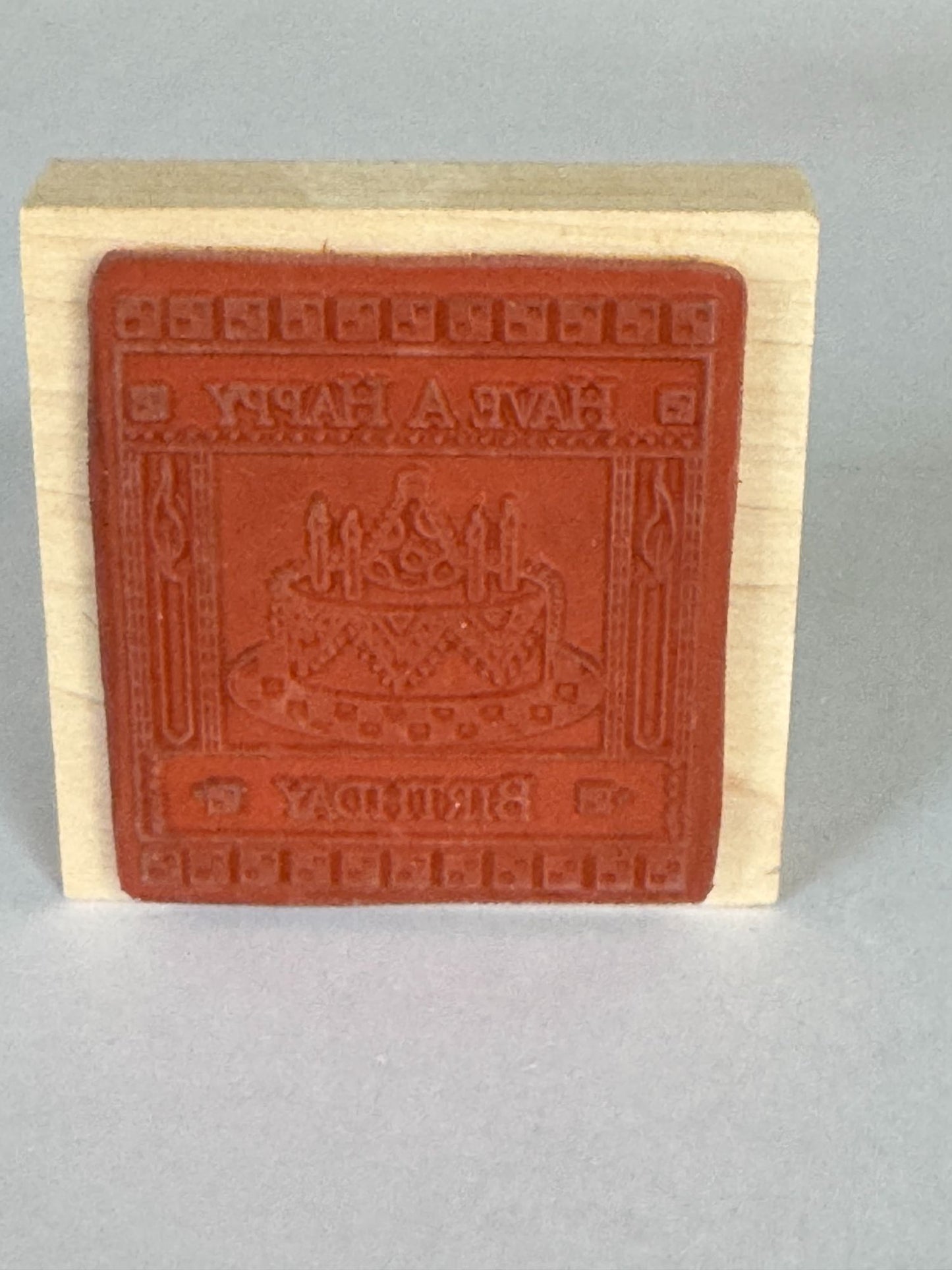 Paper Parachute Rubber Stamp Have a Happy Birthday Cake Candle Square Cardmaking