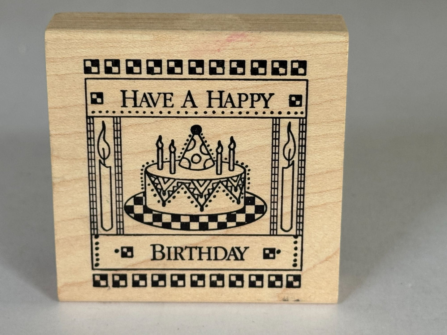 Paper Parachute Rubber Stamp Have a Happy Birthday Cake Candle Square Cardmaking