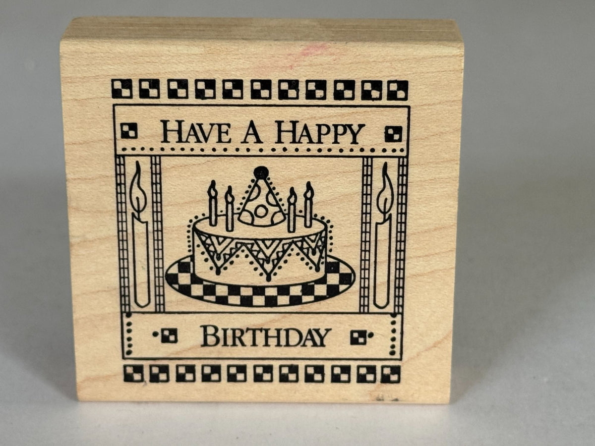 Paper Parachute Rubber Stamp Have a Happy Birthday Cake Candle Square Cardmaking