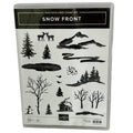 Stampin Up Photopolymer Stamp Set Snow Front Layered Landscape Winter Trees Mountains Deer Cabin