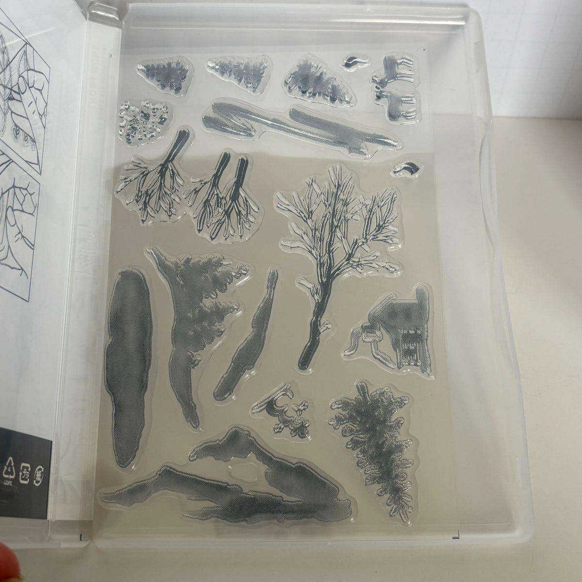 Stampin Up Photopolymer Stamp Set Snow Front Layered Landscape Winter Trees Mountains Deer Cabin