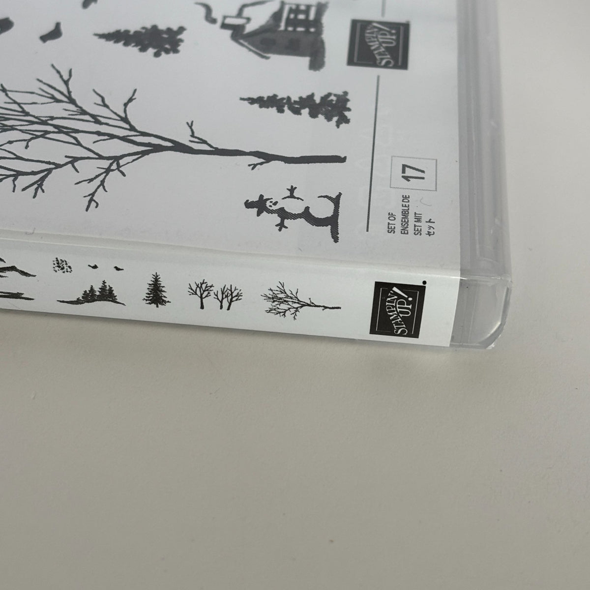 Stampin Up Photopolymer Stamp Set Snow Front Layered Landscape Winter Trees Mountains Deer Cabin