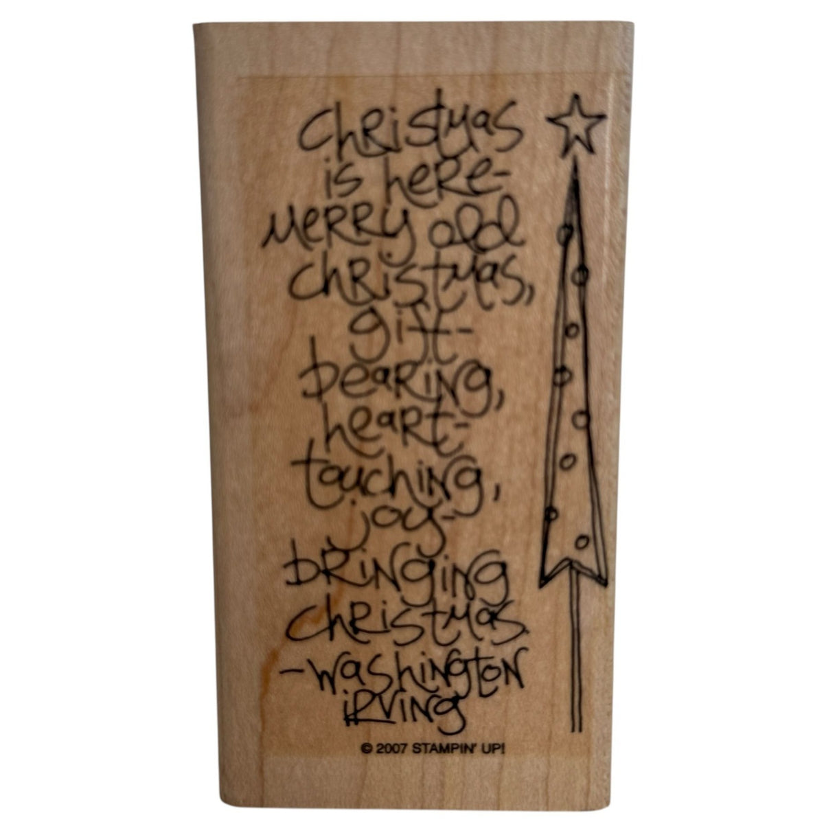 Stampin Up Rubber Stamp Christmas is Here Quote Sentiment Holiday Vertical Words
