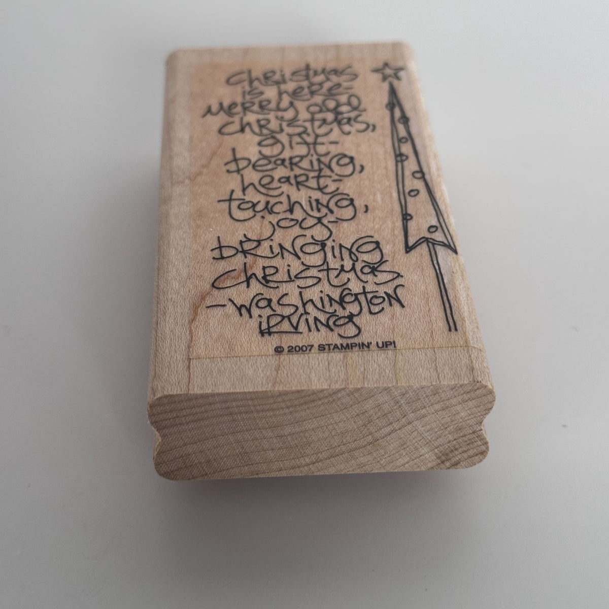Stampin Up Rubber Stamp Christmas is Here Quote Sentiment Holiday Vertical Words
