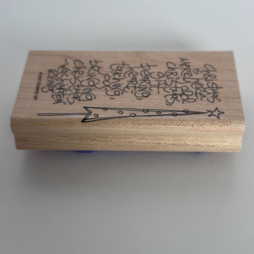 Stampin Up Rubber Stamp Christmas is Here Quote Sentiment Holiday Vertical Words
