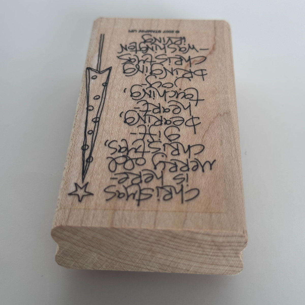 Stampin Up Rubber Stamp Christmas is Here Quote Sentiment Holiday Vertical Words