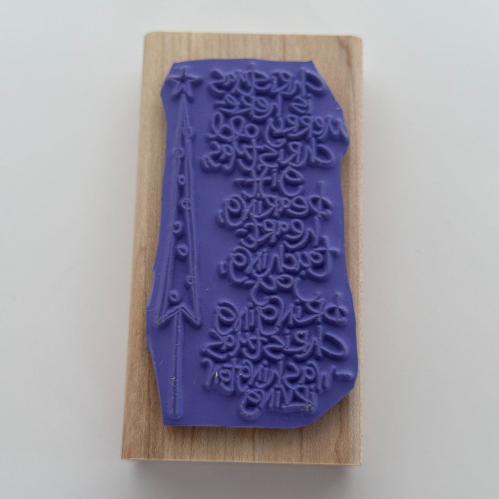 Stampin Up Rubber Stamp Christmas is Here Quote Sentiment Holiday Vertical Words