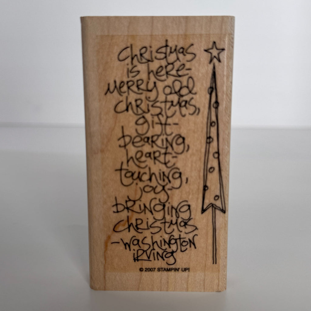 Stampin Up Rubber Stamp Christmas is Here Quote Sentiment Holiday Vertical Words
