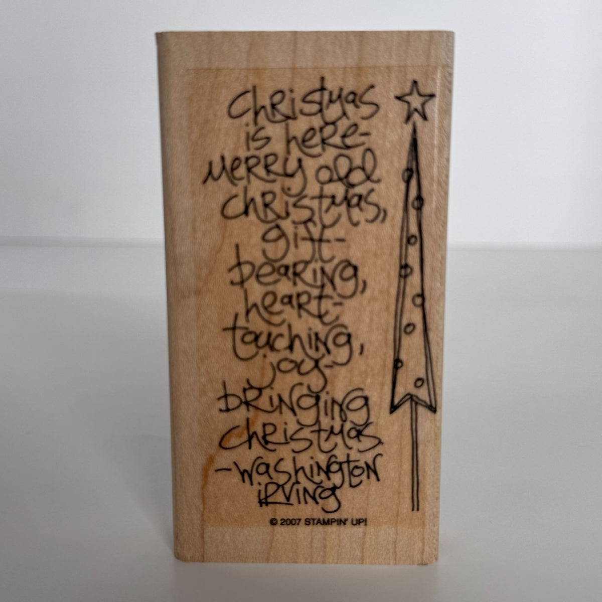 Stampin Up Rubber Stamp Christmas is Here Quote Sentiment Holiday Vertical Words