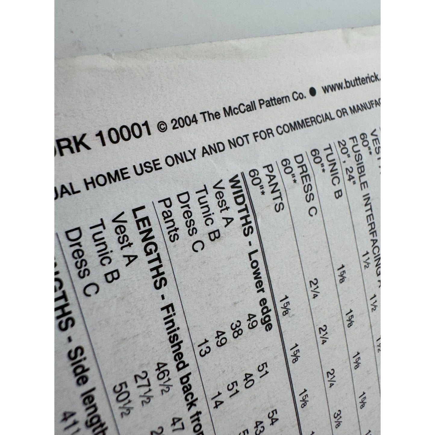 Butterick See and Sew Sewing Pattern B4270 Vest Tunic Dress Pants L XL 16-22 UC