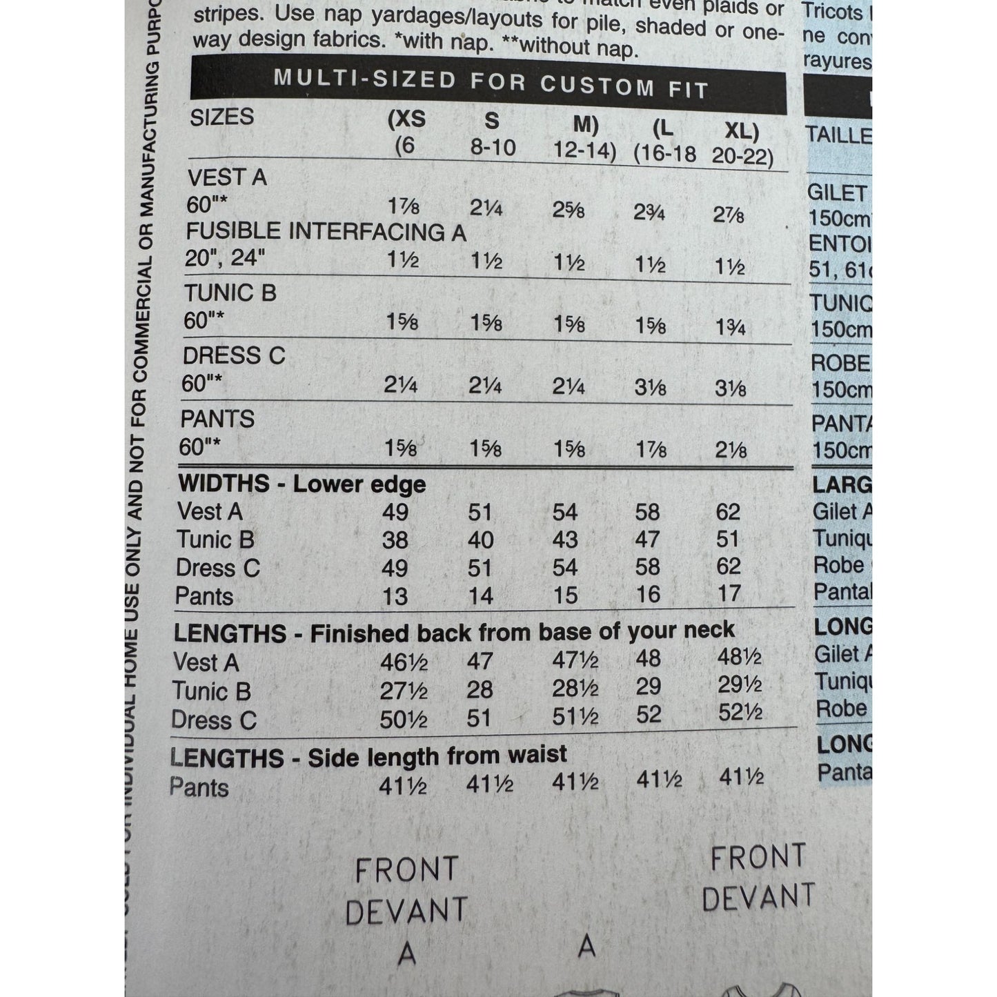 Butterick See and Sew Sewing Pattern B4270 Vest Tunic Dress Pants L XL 16-22 UC