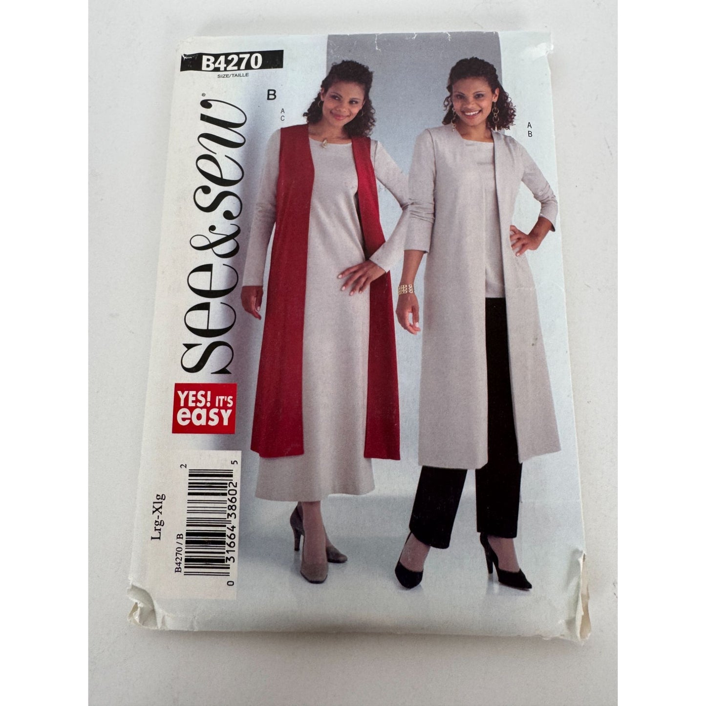 Butterick See and Sew Sewing Pattern B4270 Vest Tunic Dress Pants L XL 16-22 UC
