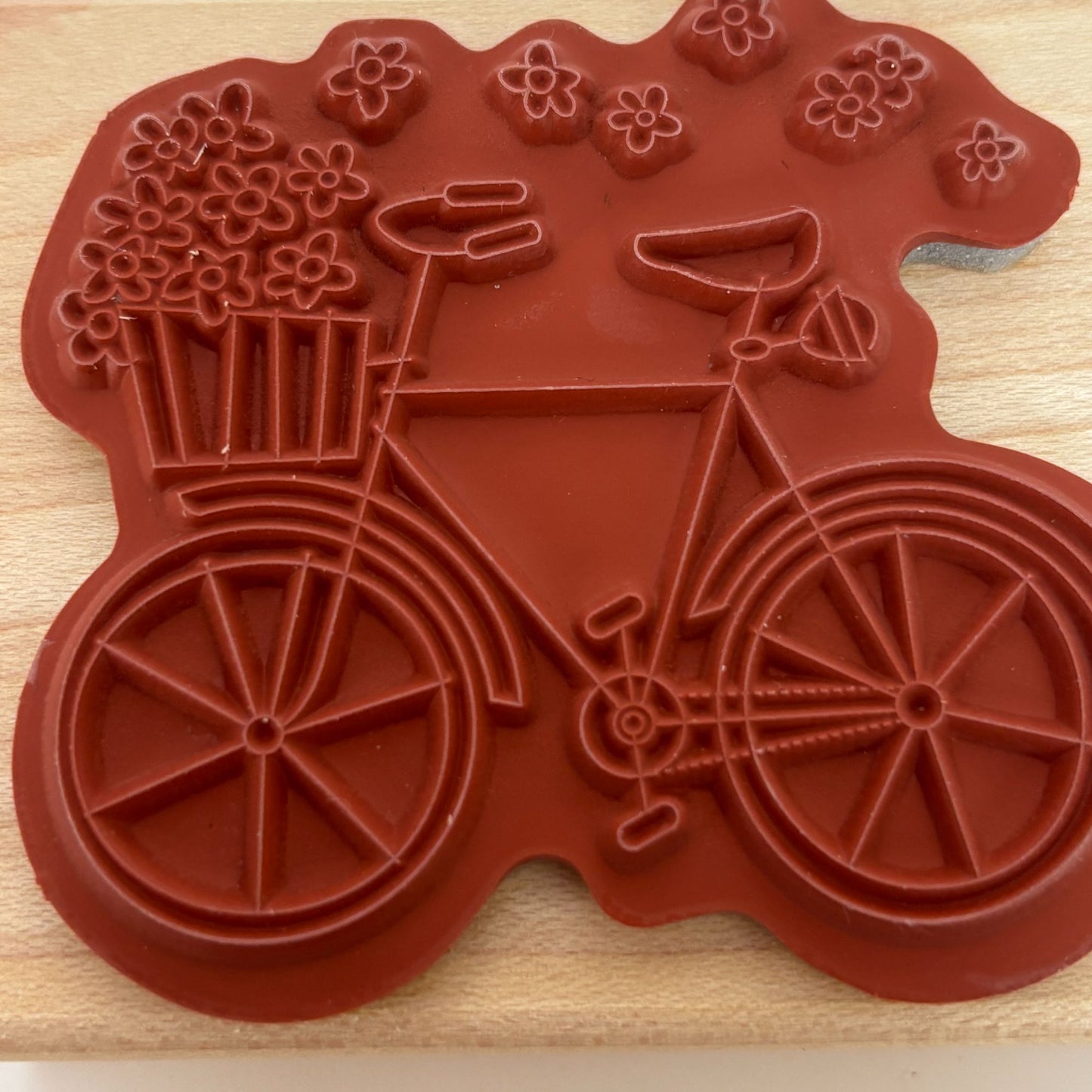 Stampin Up Wood Rubber Stamp Bicycle Flower Basket Spring Friendship Card Making
