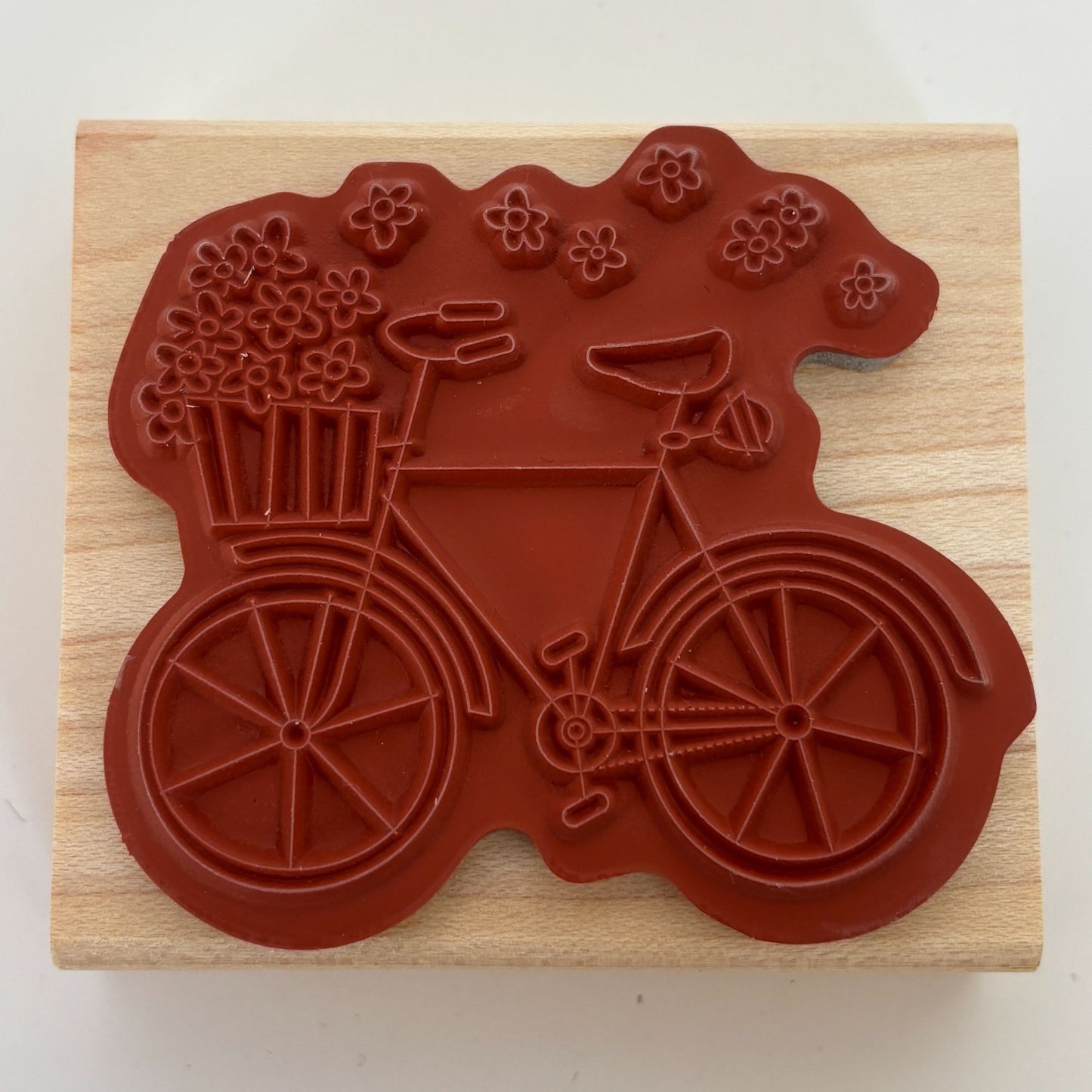 Stampin Up Wood Rubber Stamp Bicycle Flower Basket Spring Friendship Card Making