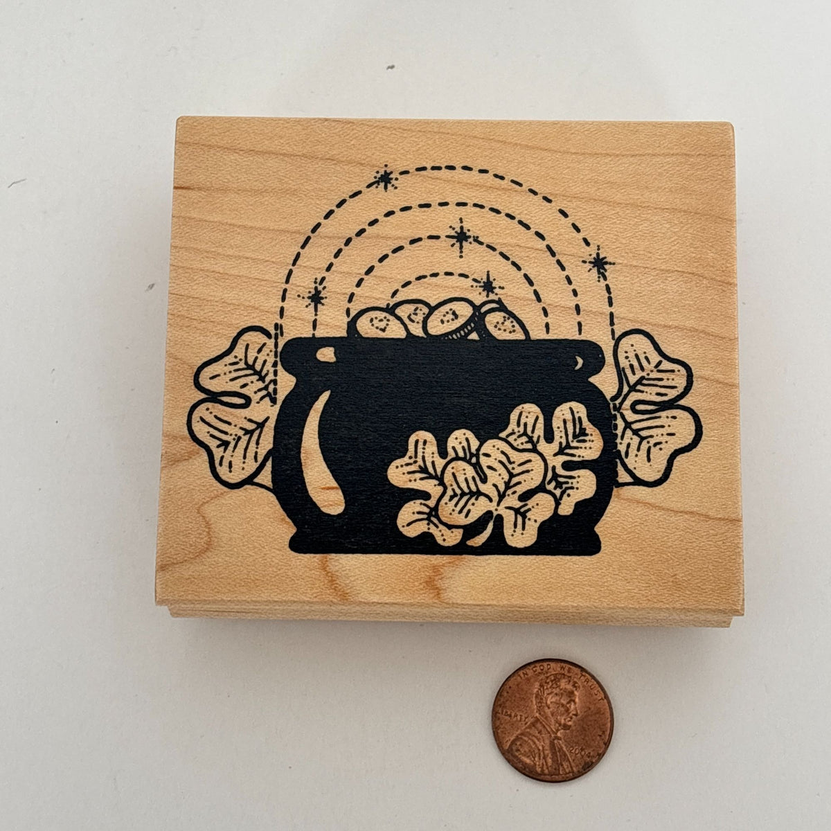 Darcies Rubber Stamp Pot of Gold Rainbow Shamrocks St Patricks Day Cardmaking Good Luck