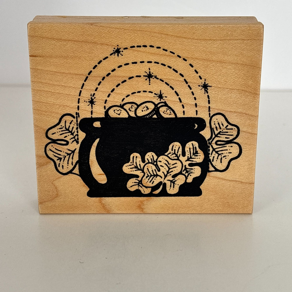 Darcies Rubber Stamp Pot of Gold Rainbow Shamrocks St Patricks Day Cardmaking Good Luck
