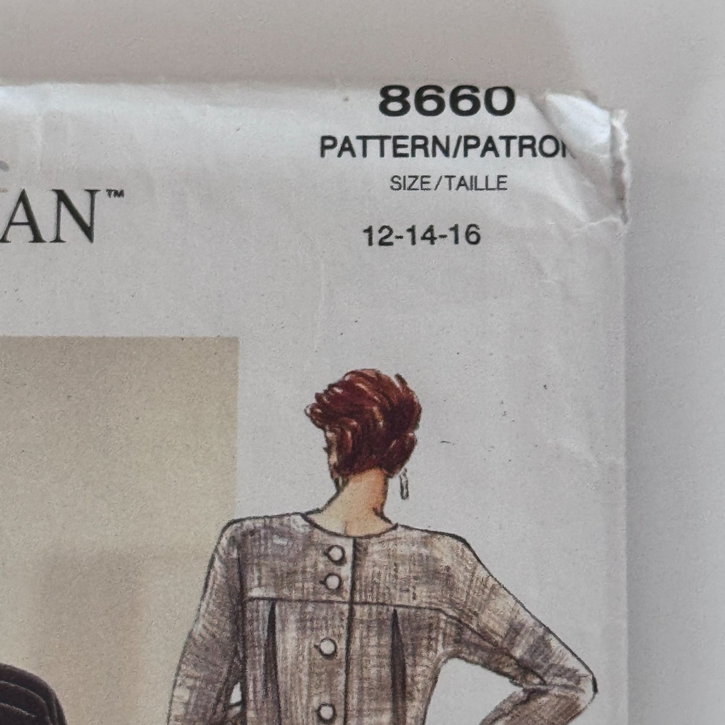 Vogue Sewing Pattern 8660 Shift Dress Minimalist 90s Loose Fit 12-16 Easy Uncut