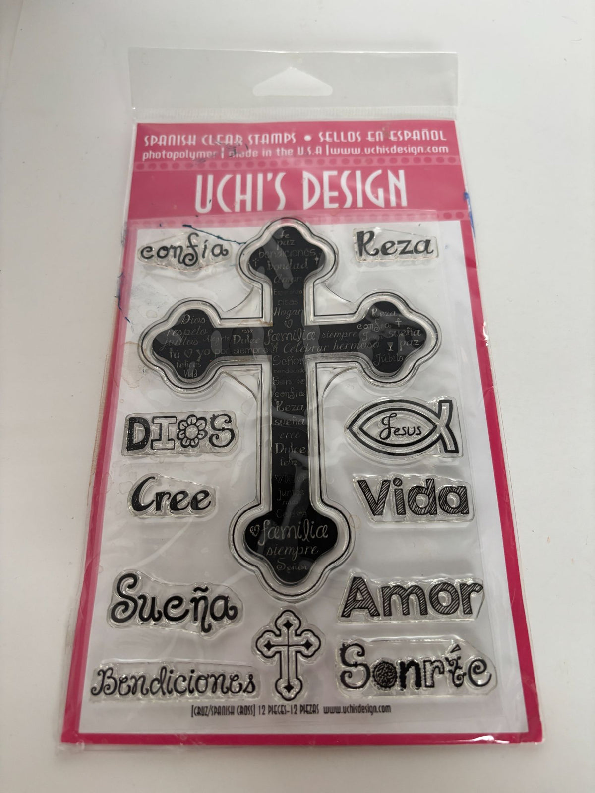 Uchis Design Spanish Clear Stamps Photopolymer Sellos en Espanol Cross Christian