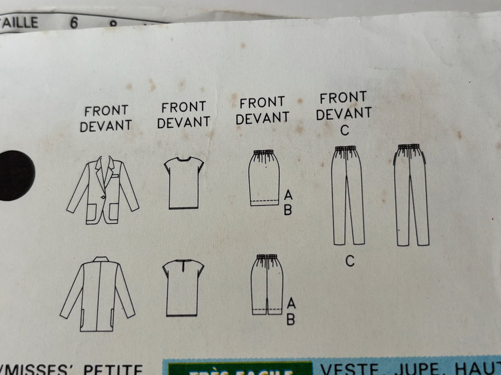 Butterick Sewing Pattern 6593 Jacket Skirt Pants Easy Suit 90s Vintage 6-14 UC