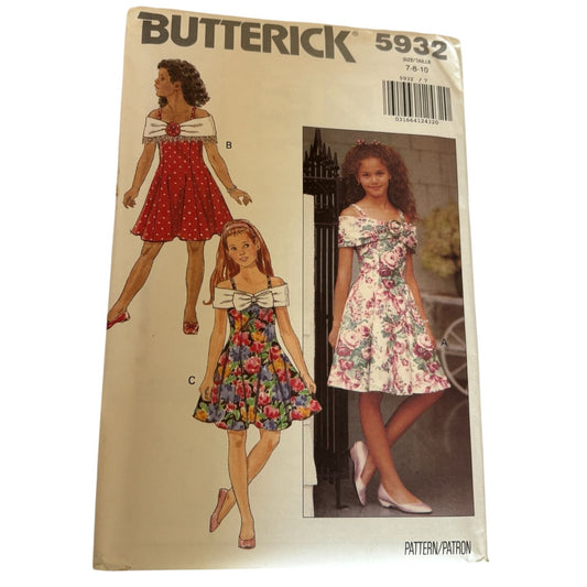Butterick Sewing Pattern 5932 Flower Girl Dress Easter Church Wedding 7 8 10 UC