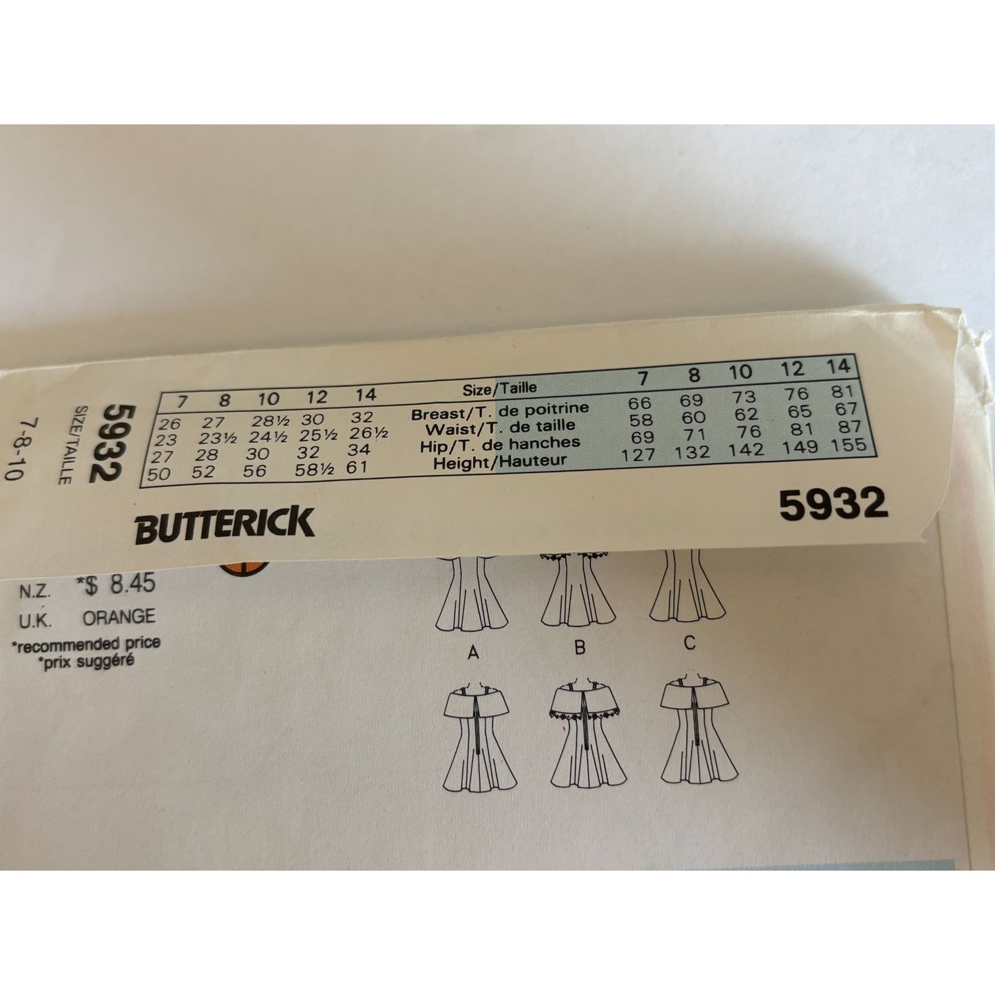 Butterick Sewing Pattern 5932 Flower Girl Dress Easter Church Wedding 7 8 10 UC