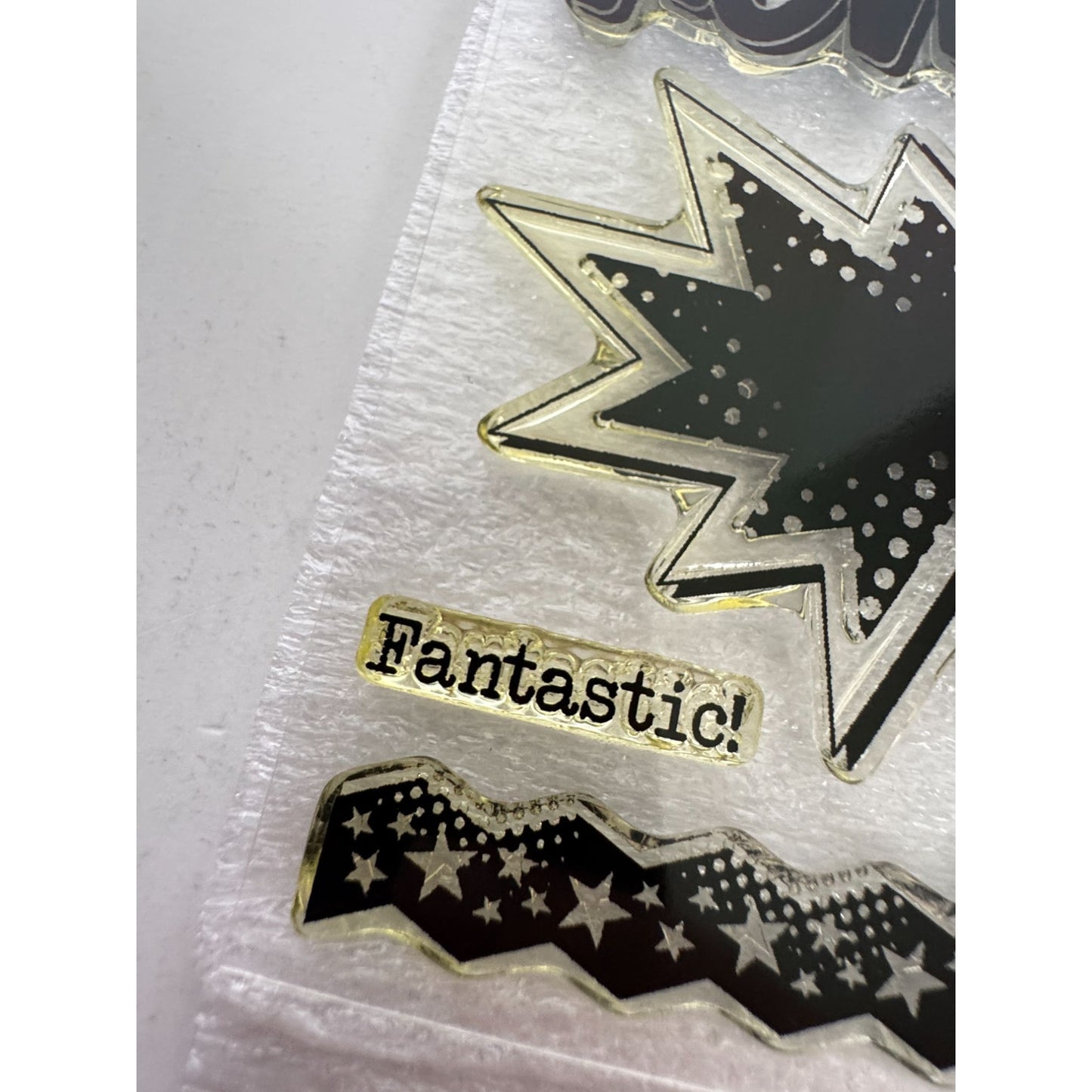 CTMH My Acrylix Acrylic Stamp Set Superhero Workshop Trophy Good Job Fantastic
