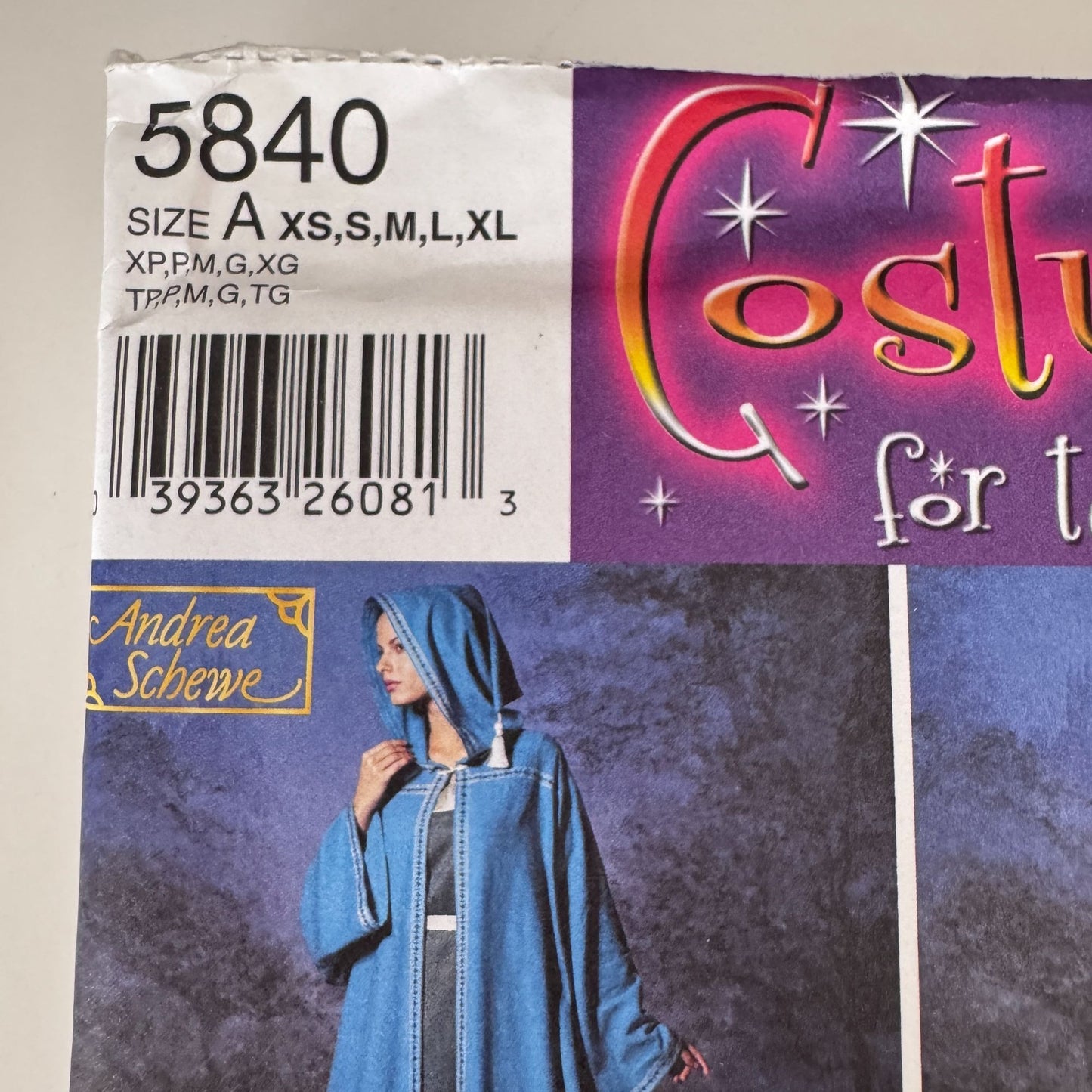 Simplicity Sewing Pattern 5840 Hooded Cloak Robe Medieval Sci-Fi Costume Fantasy Tunic XS-XL Uncut
