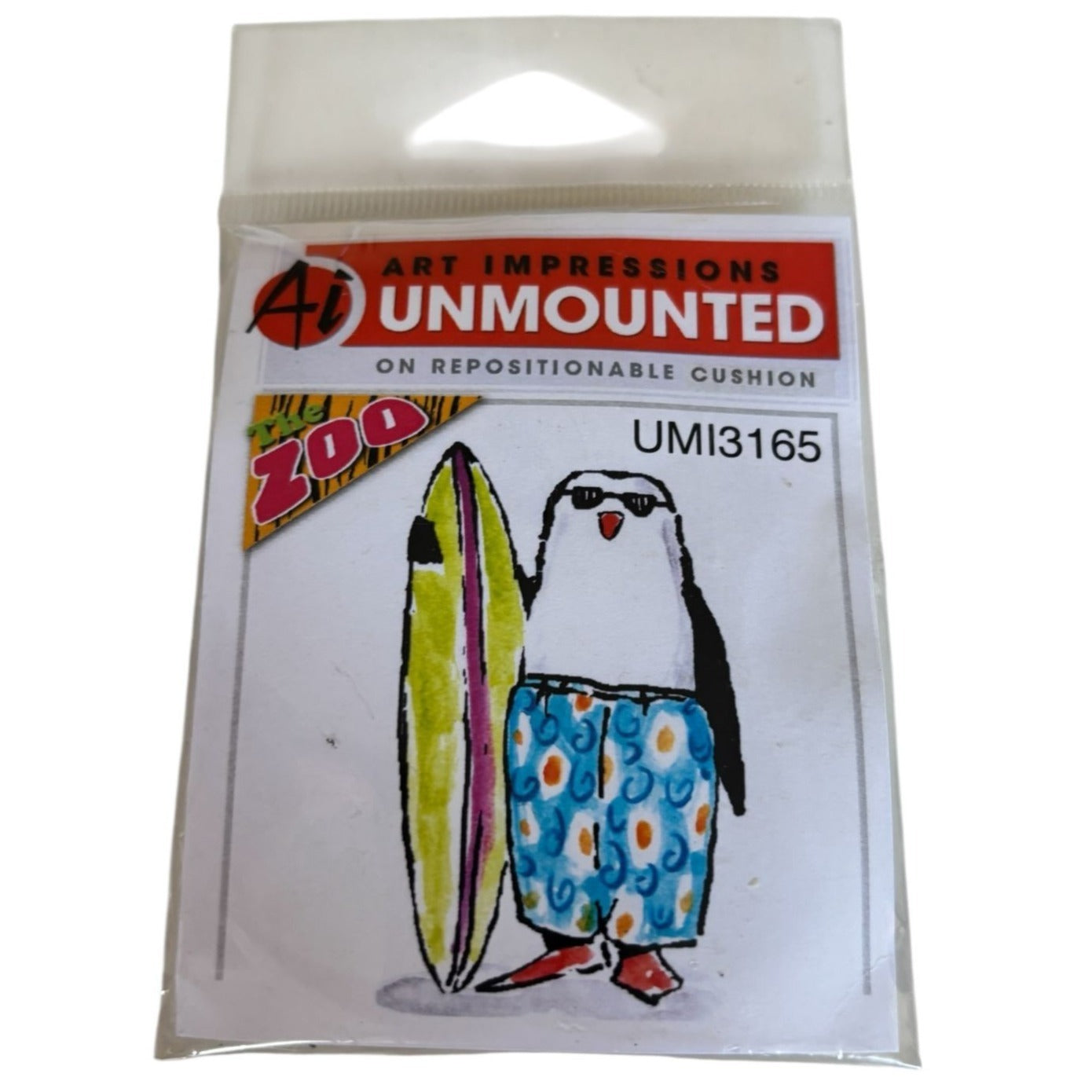 Art Impressions Rubber Stamp Surfing Penguin Beach Zoo Craft Cardmaking Funny