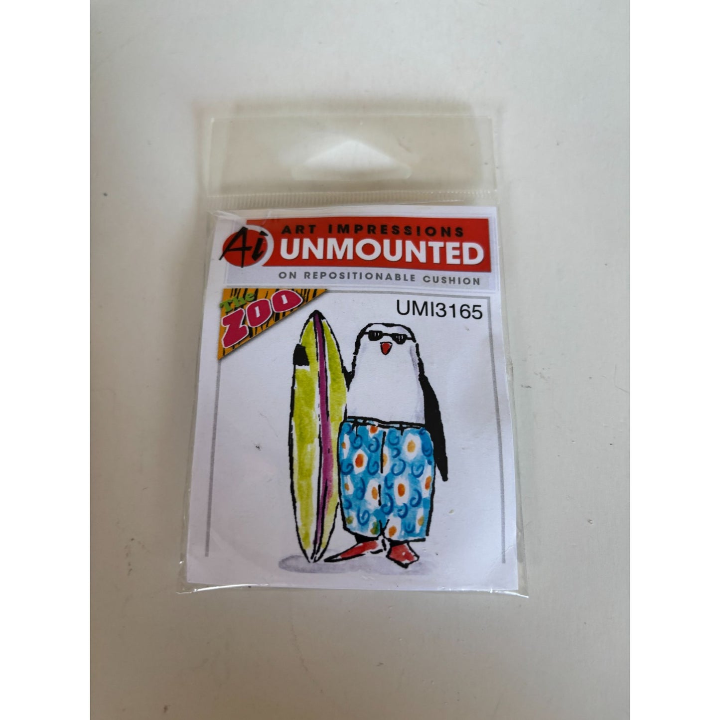 Art Impressions Rubber Stamp Surfing Penguin Beach Zoo Craft Cardmaking Funny