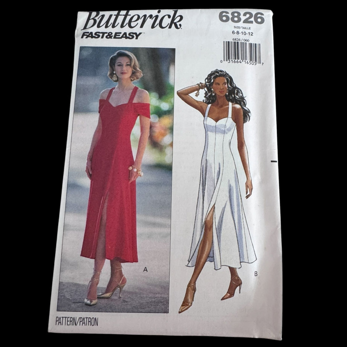 Butterick Sewing Pattern 6826 90s Slip Dress Minimalist Evening Off Shoulder 6-12 Uncut Easy