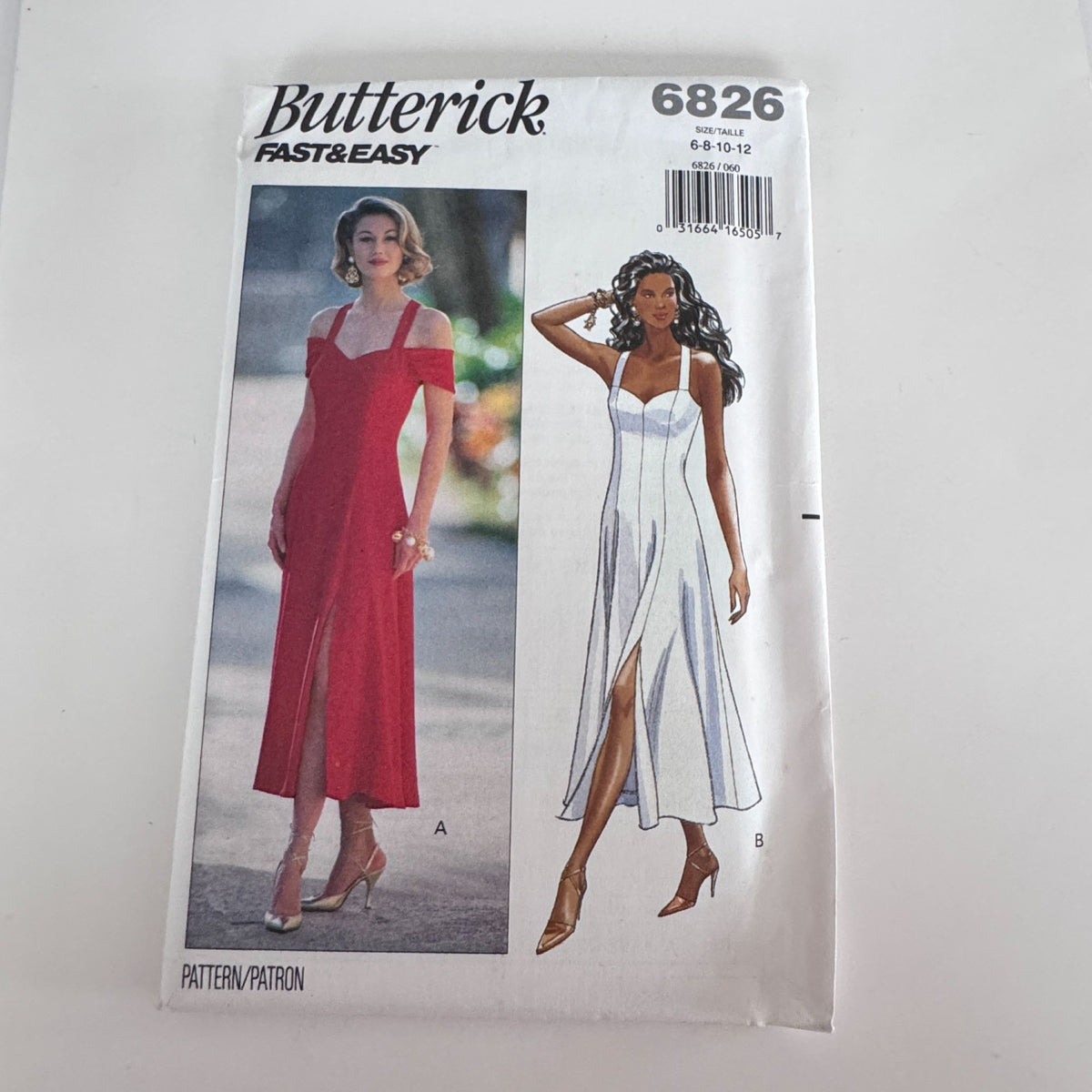 Butterick Sewing Pattern 6826 90s Slip Dress Minimalist Evening Off Shoulder 6-12 Uncut Easy