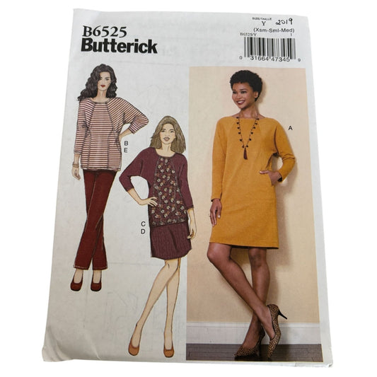 Butterick Sewing Pattern B6525 Dress Tunic Skirt Pants Easy Work Outfit UC 4-14