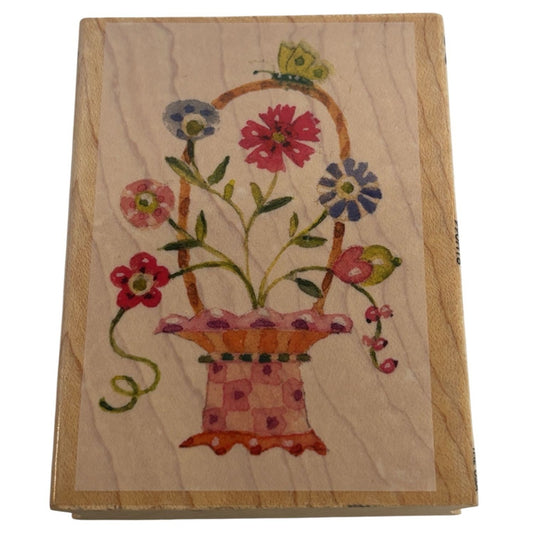 All Night Media Rubber Stamp Floral Basket Friendship Card Making Brenda Walton