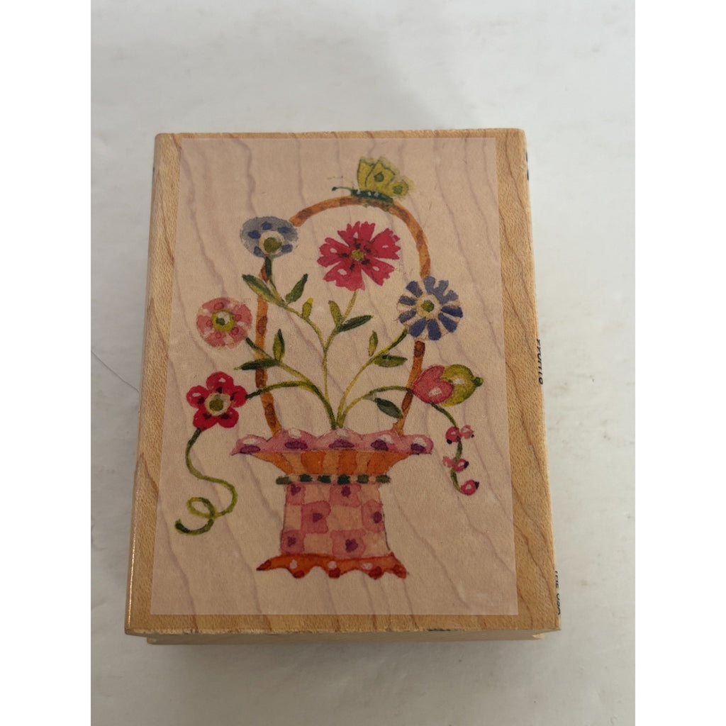 All Night Media Rubber Stamp Floral Basket Friendship Card Making Brenda Walton
