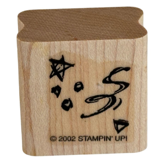 Stampin Up Rubber Stamp Star Swirl Confetti Birthday Party Celebration Ribbon