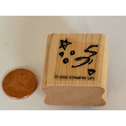 Stampin Up Rubber Stamp Star Swirl Confetti Birthday Party Celebration Ribbon