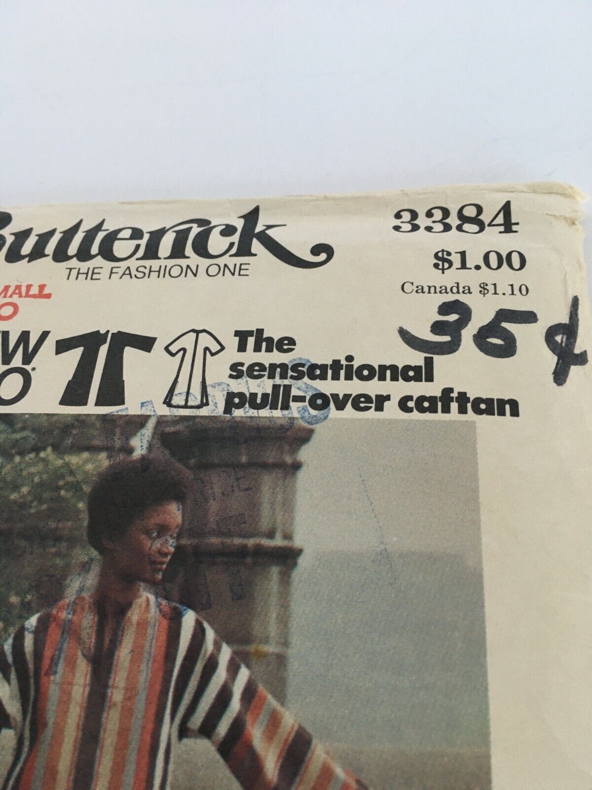Butterick Sewing Pattern 3384 Pull Over Caftan 1970s Ankle Length Small 8 10