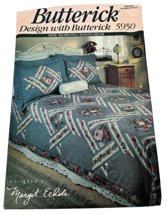 Butterick Sewing Pattern 5950 Home Decorating Quilt Wall Hanging Pillow Shams