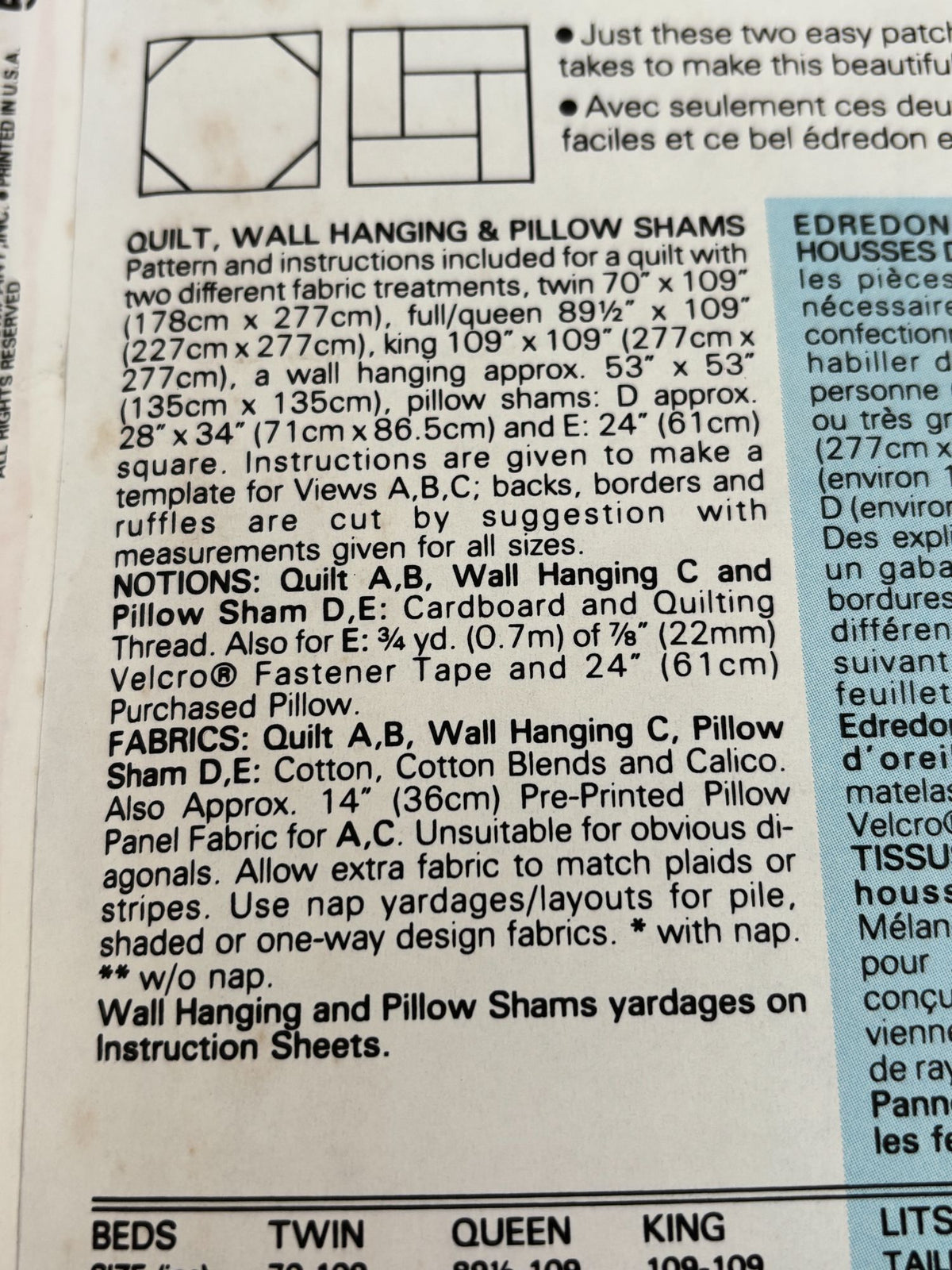 Butterick Sewing Pattern 5950 Home Decorating Quilt Wall Hanging Pillow Shams