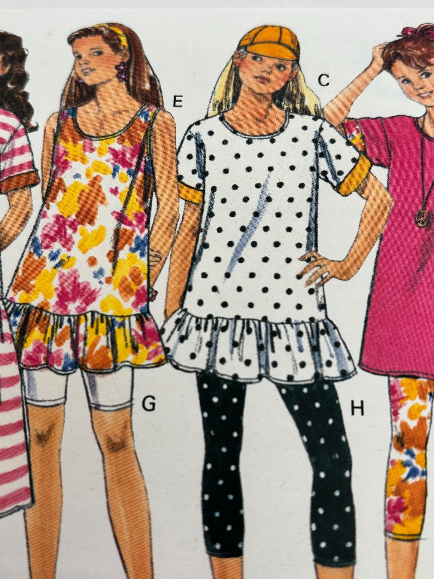 Butterick Sewing Pattern 6182 Girls Dress Top Shorts Leggings 90s 7 8 10 Uncut