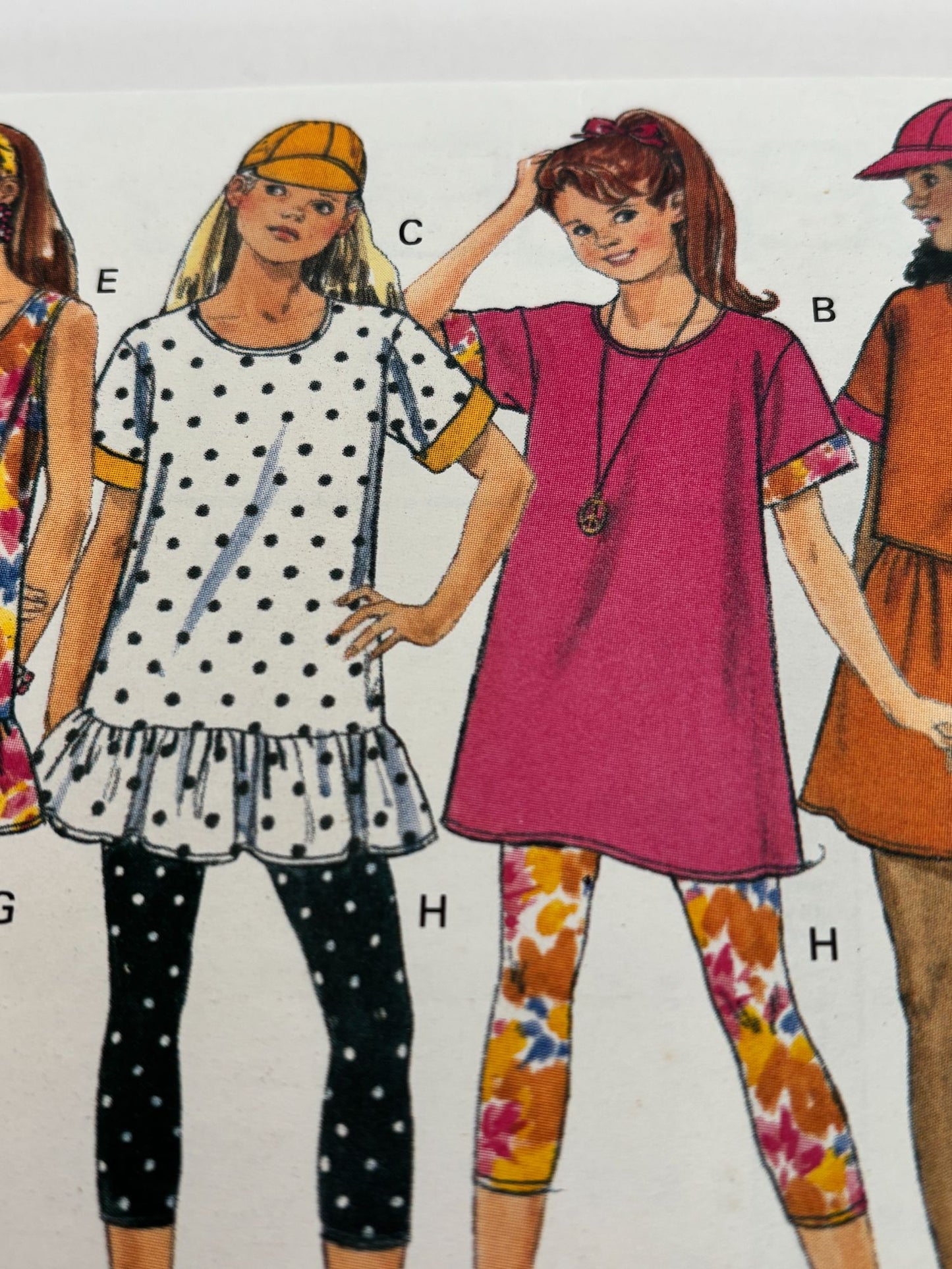 Butterick Sewing Pattern 6182 Girls Dress Top Shorts Leggings 90s 7 8 10 Uncut