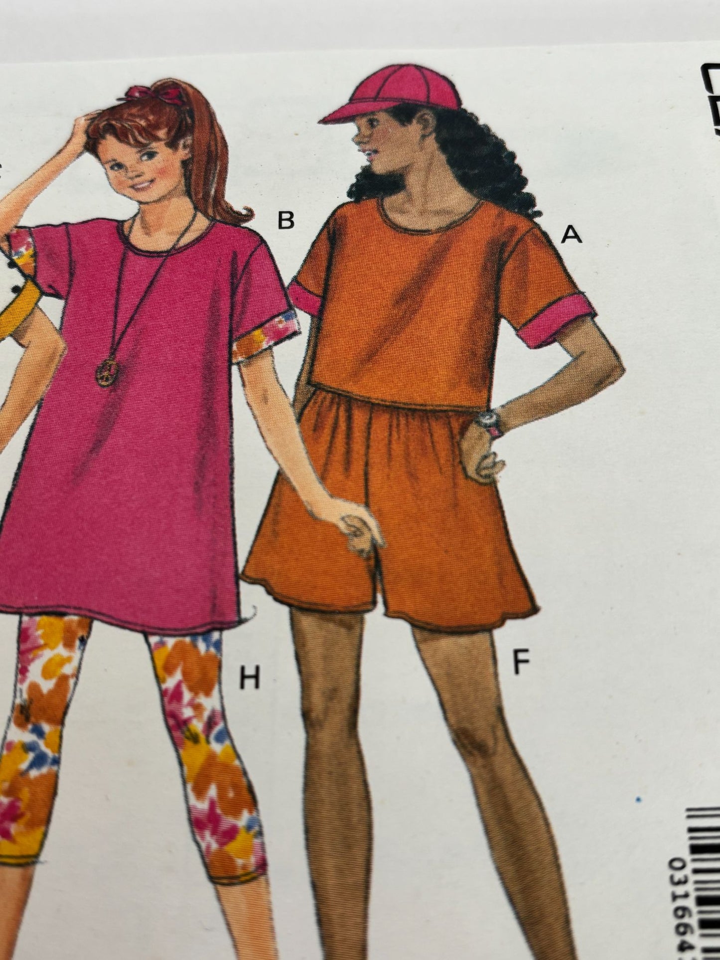 Butterick Sewing Pattern 6182 Girls Dress Top Shorts Leggings 90s 7 8 10 Uncut
