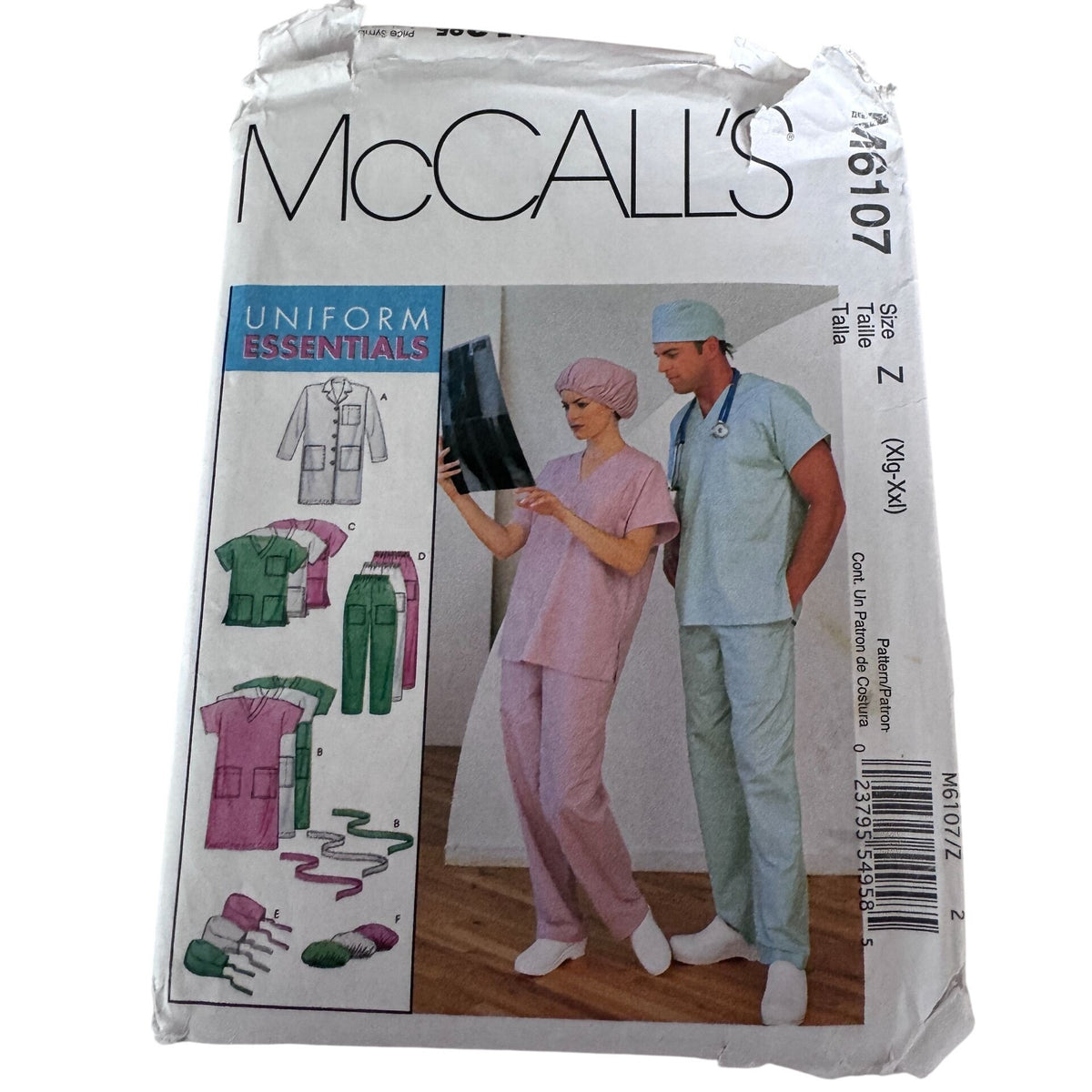 McCalls Sewing Pattern M6107 Medical Scrubs Lab Coat Doctor Nurse Uniform 42-48 Uncut Hospital