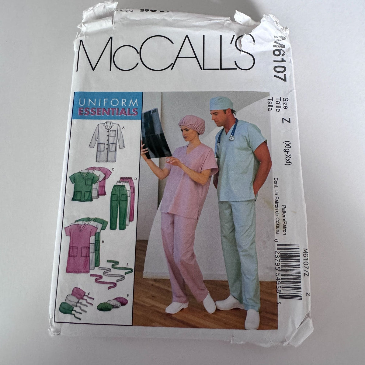 McCalls Sewing Pattern M6107 Medical Scrubs Lab Coat Doctor Nurse Uniform 42-48 Uncut Hospital