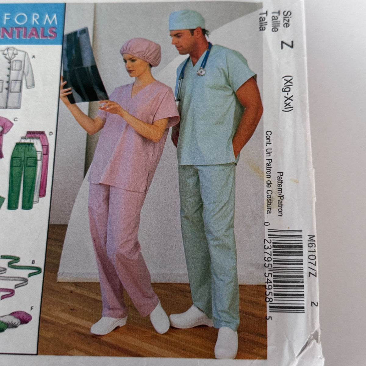 McCalls Sewing Pattern M6107 Medical Scrubs Lab Coat Doctor Nurse Uniform 42-48 Uncut Hospital