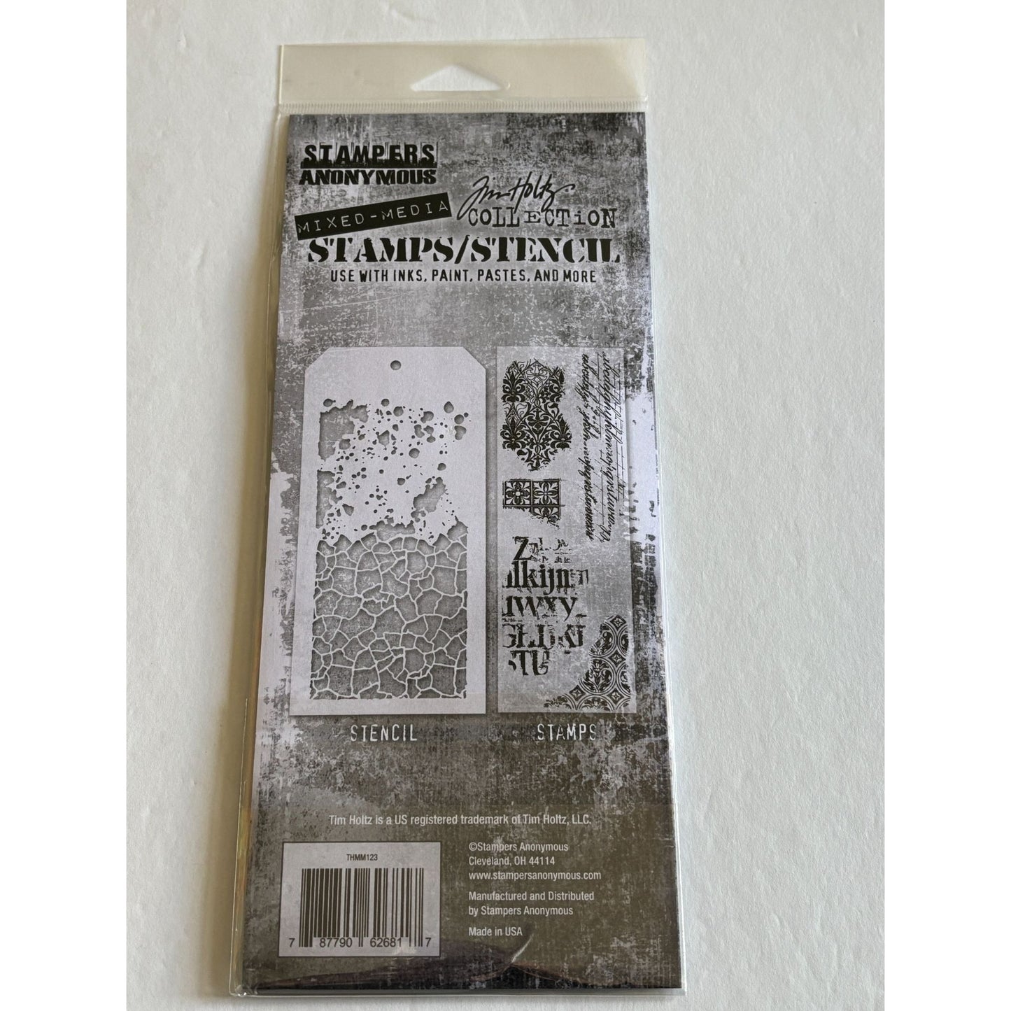 Stampers Anonymous Tim Holtz Mixed Media Clear Stamps Stencil Set Safari Print